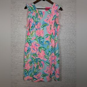 Lilly Pulitzer Carmelisa Shift Dress Multi Totally Blossom 12 Blue Pink Green